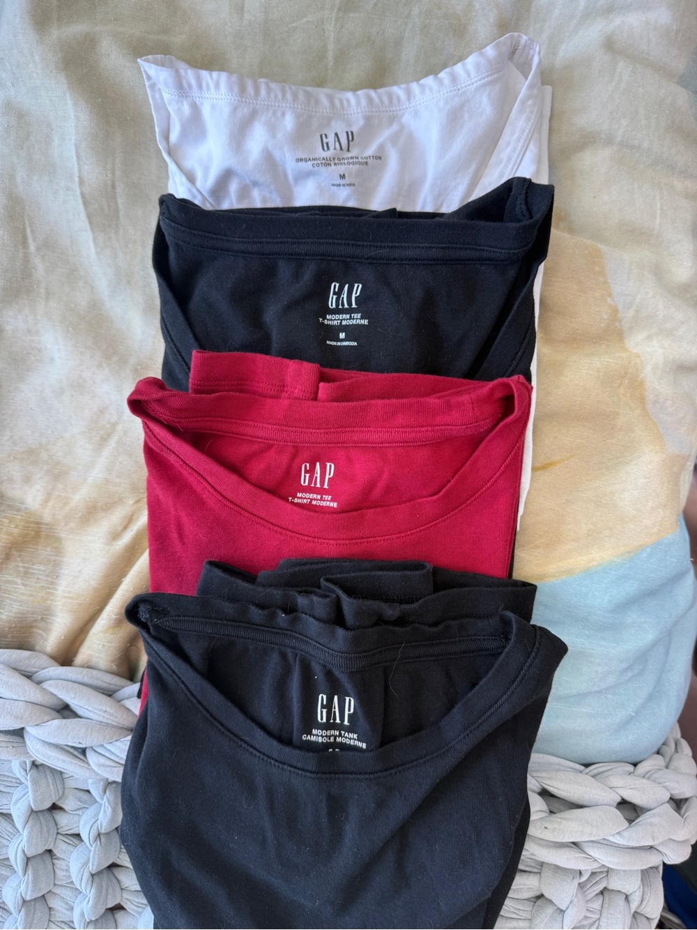 GAP Crew Tee and Tank Bundle - White, Black, Red (4 total)